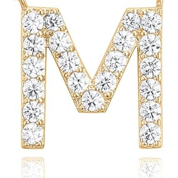 14K Yellow Gold Initial Necklace Letter Dainty Diamond Gift Present A - O - Picture 14 of 16